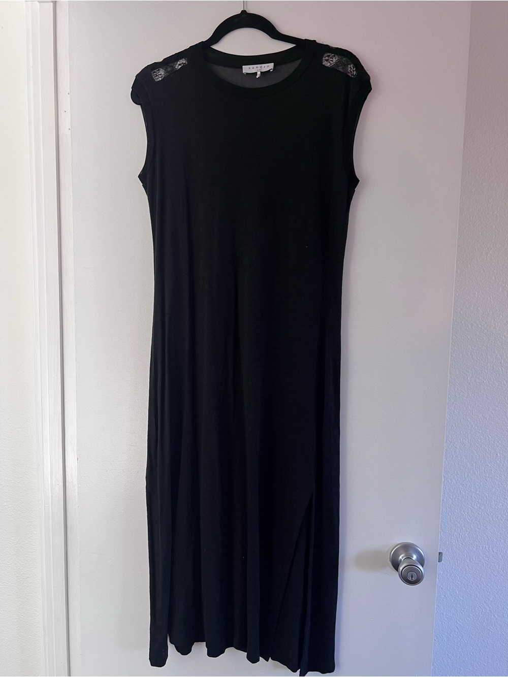 Sandro Paris - Black Lace-Inset Long Dress